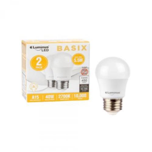 Luminus Basix 5.5W Led Bulb A15 2700K Warm White 2/Bx