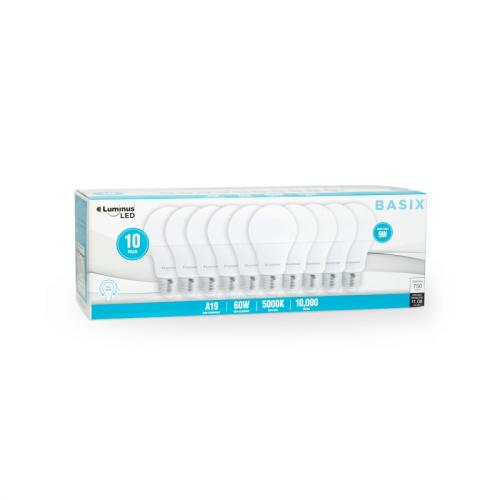 Luminus Basix 9W Led Bulb A19 Non-dimmable 5000K 10/Pk