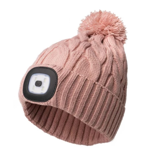 HAT RECHARCHEABLE LED BEANIE POM NOVA COLLECTION BLACK-1452 GRAY-1421 PINK-1445 WHITE-1438 NITESCOPE