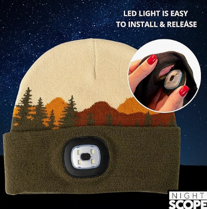 HAT RECHRGBL LED BEANIE PRINT EXPLORER'S NIGHT SCOPE