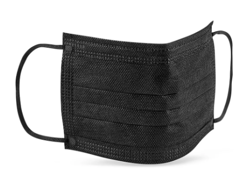 FACE MASK FLAT FOLD ELASTIC LOOPS BLACK