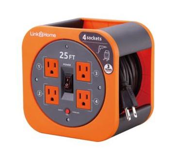 LINK2HOME EXT CORD REEL 25' 4 OUTLET EM-EL-250E