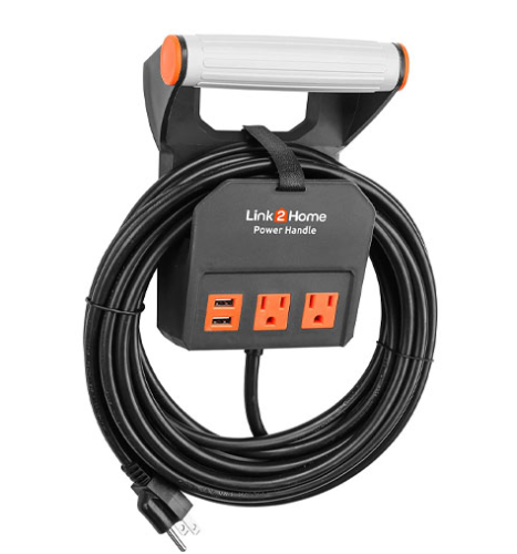 LINK2HOME EXT CORD POWER HANDLE W/USB 25FT EM-PH-2014E
