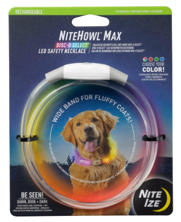 DOG COLLAR NITEHOWL MAX LED RECHARGEABLE DISC-O SELECT NITE IZE