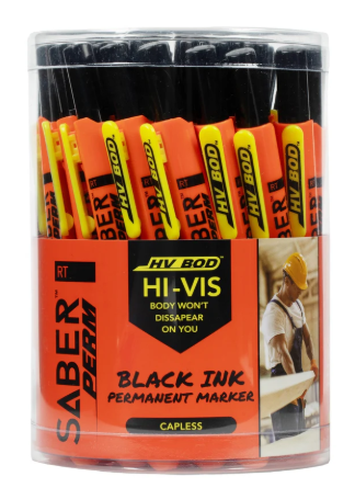 MARKER PERM. RETRACTABLE HI-VIS BLACK INK 36 CT. BUCKET-#59279 FARO TOOLS