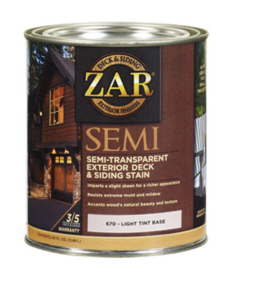 DECK & SIDING STAIN SEMI-T ZAR 657  QT LIGHT TINT BASE