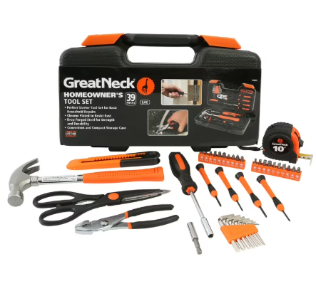 TOOL SET HOMEOWNER'S 39 PC SAE GREATNECK