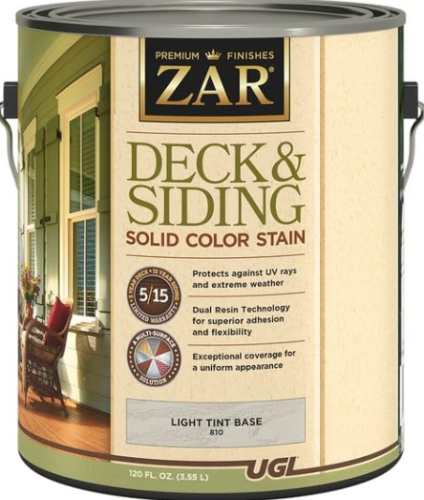 DECK & SIDING STAIN SOLID ZAR 810 QT LIGHT TINT BASE