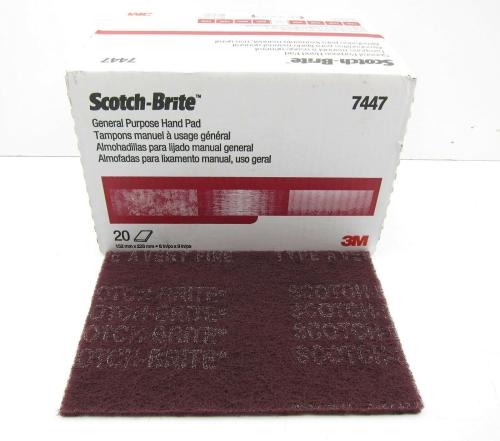 3M Scotch-Brite 7447 PRO Maroon Hand Pad 6" x 9" 20 Pads/box