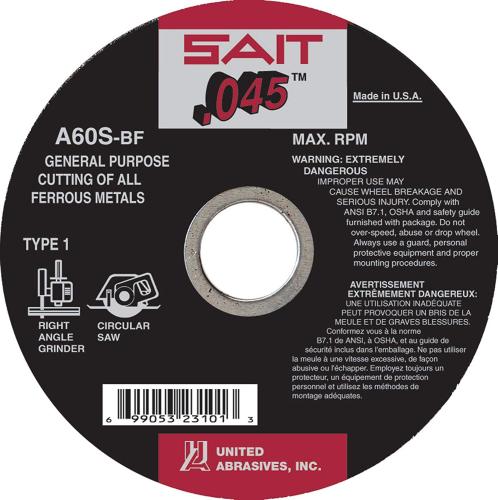 United Abrasives 5" x .045 x 7/8" Cut-Off Wheel A60S