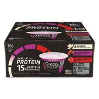Triple Zero Blended Greek Nonfat Yogurt, 5.3 oz, Strawberry/Mixed Berry/Vanilla, 18/Carton