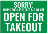 SIGN,SORRY DINING CLOSED,7X10