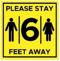 SIGN,STAY 6 FEET,12X12