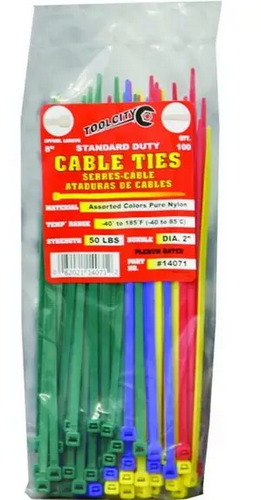 100CT 8" ASSTORTED SD CABLE TIE