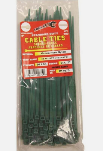 100CT 8" GREEN SD CABLE TIE