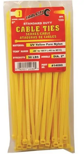 100CT 8" YELLOW SD CABLE TIE