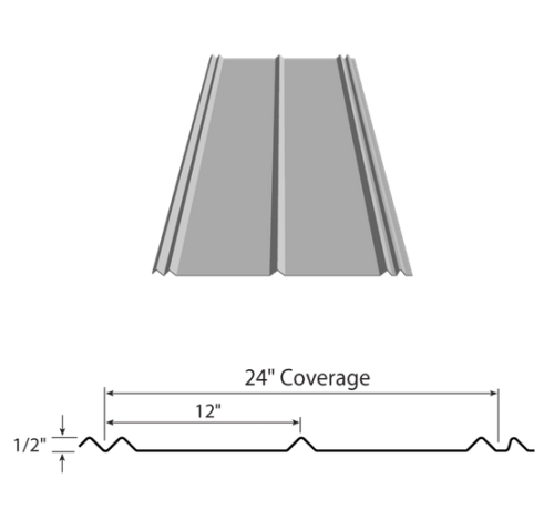 12' 5V UTILITY ROOF PANEL 30G GALVANIZED