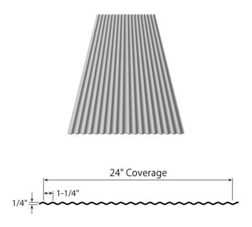 12' 1-1/4" CORRUGATED ROOF PANEL 30G GALVANIZED