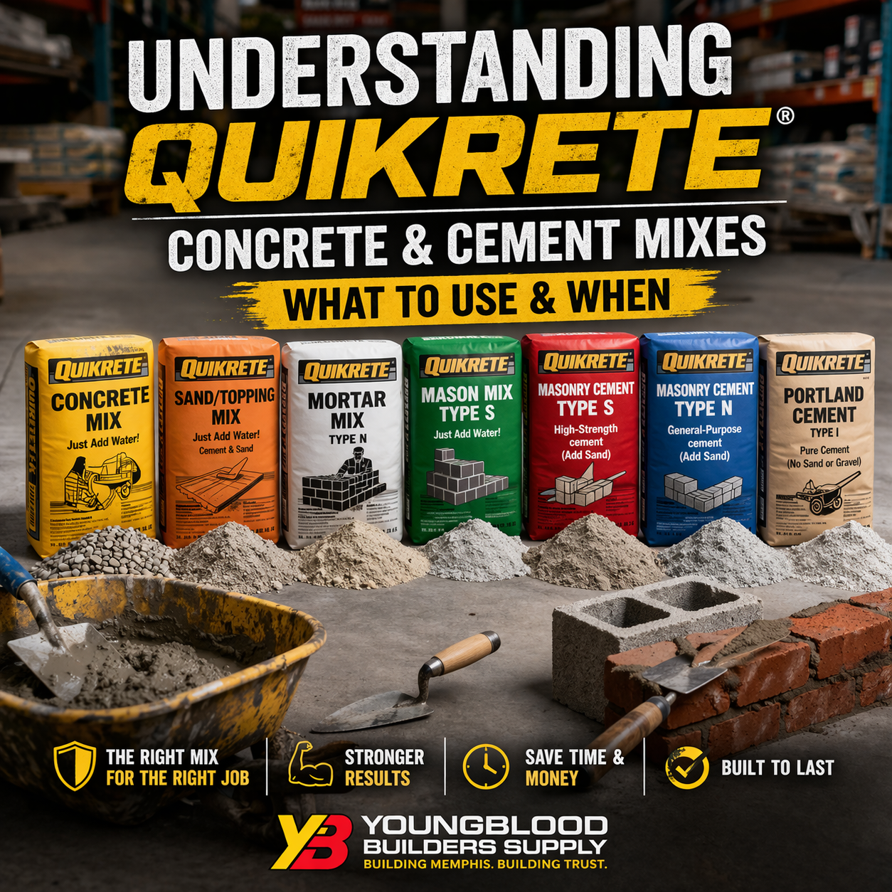 Quikrete Concrete & Cement Mix Guide | What to Use & When | Youngblood ...