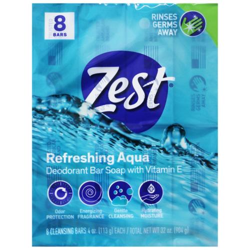 SOAP ZEST BAR SOAP AQUA 8PK