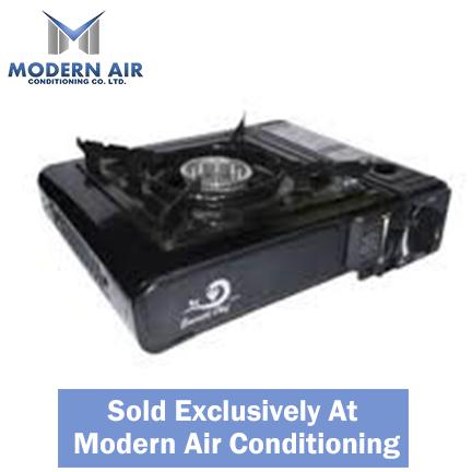 Single-Burner Gas Stove in Black with Stainless Steel Top