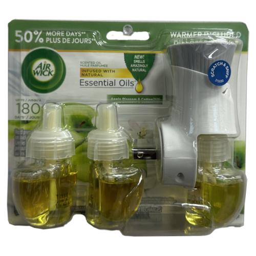 AIR FRESHNER AIRWICK 3+1 APPLE BLOSSOM & COTTON OIL & WARMER
