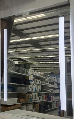 MIRROR LED LIGHT 23.6x31.5 SILVER GLASS W/SHELF