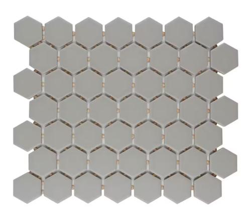 MATTE ARCHITECTUAL GREY NATURAL GRAY HEXAGON 12"X10" GLAZED CERAMIC MOSAIC TILE (9.72sqft/case)