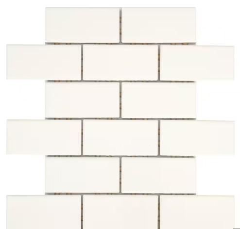 BRIGHT WHITE CERAMIC MOSAIC WALL TILE(0.83 sq. ft./Each)