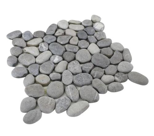 RAIN FOREST 12"X12" LIGHT GREY NATURAL PEBBLE FLOOR AND WALL TILE (5.0sqft/cs)