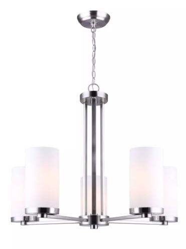 CHANDELIER RIVER 5LTG GLD W/OPAL GLASS SHADE