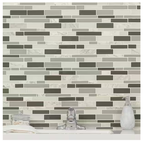 MSI POSITANO WHITE GLASS/STONE MOSAIC WALL TILE 12X12 (15sqft)