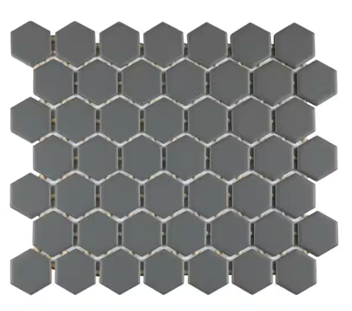 MATTE CHALKBOARD CHARCOAL GRAY 12"X10" GLAZED CERAMIC HEXAGON MOSAIC TILE (9.72sqft/cs)