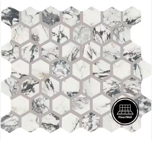 DATILE LAMORA CAPRI 12"X10" GLAZED CERAMIC HEXAGON MOSAIC TILE (9.72sqft/Cs)