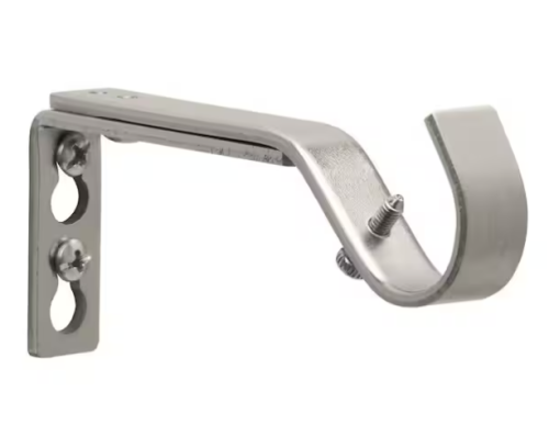Brushed Nickel Steel Curtain Rod Brackets (Set of 2)