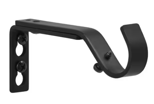 Matte Black Steel Curtain Rod Brackets (Set of 2)