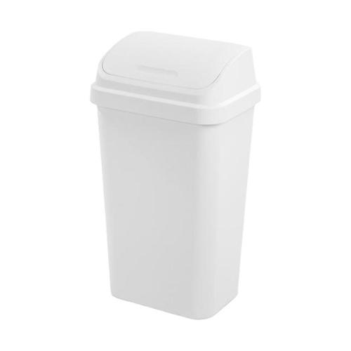 13 Gallon Swing Top Wastebasket, White