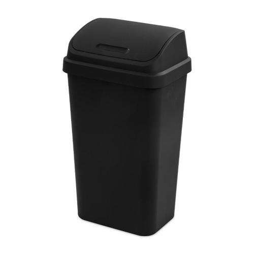 13 Gallon Swing Top Wastebasket, Black