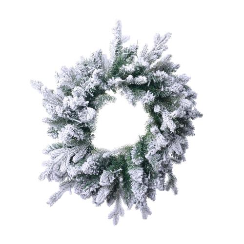 Flocked Christmas Wreath with 50 Lights (Battery Operated)