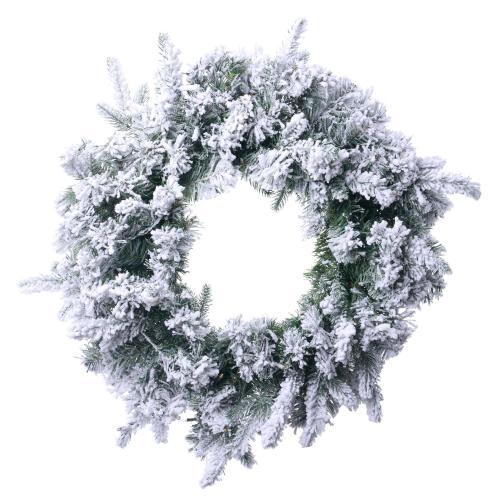 45 cm Pre-Lit Flocked Artificial Christmas Wreath with 50 Battery-Operated LED Lights (AA Battery Required)