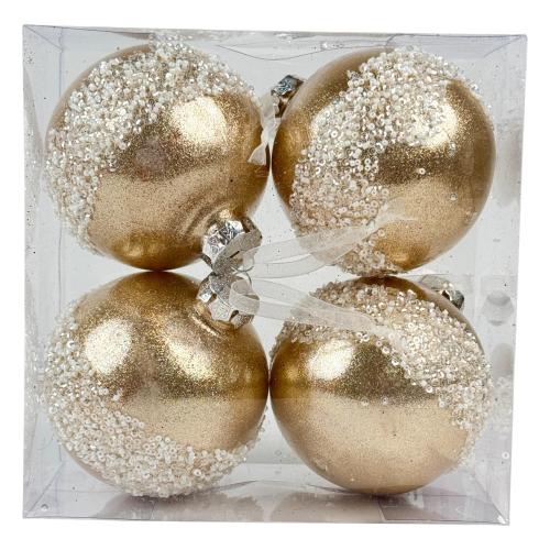 CHRISTMAS ORNAMENTS GOLD 4PC POLYFOAM