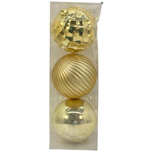 CHRISTMAS ORNAMENTS GOLD 3PC BALLS