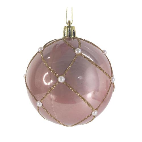 CHRISTMAS ORNAMENTS PINK 6PC BALLS