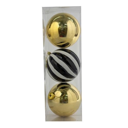 CHRISTMAS ORNAMENTS NAVY & GOLD 3PCS SET
