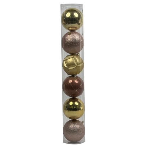 CHRISTMAS ORNAMENTS GOLD 6PC 10CM BALL