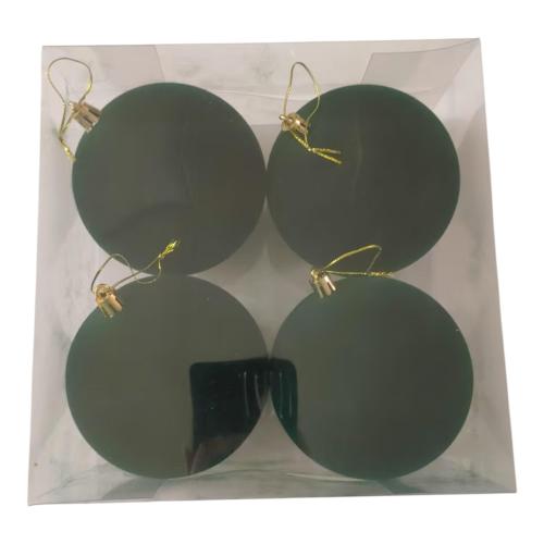 CHRISTMAS ORNAMENTS GREEN 4PC 10CM BALL