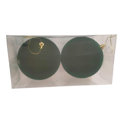 CHRISTMAS ORNAMENTS GREEN 2PC 12CM BALL