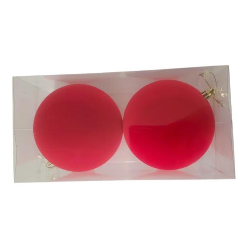 CHRISTMAS ORNAMENTS RED 2PC 12CM BALL