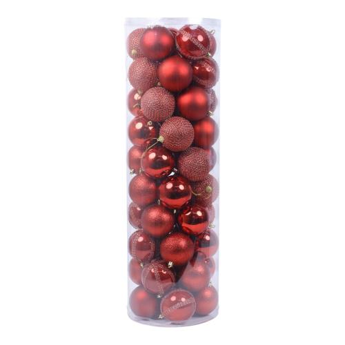 Red 8cm Christmas Ball Ornamets, Set of 50 in Clear Storage Tube