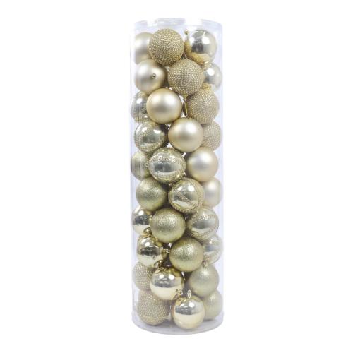 Gold 8cm Christmas Ball Ornamets, Set of 50 in Clear Storage Tube